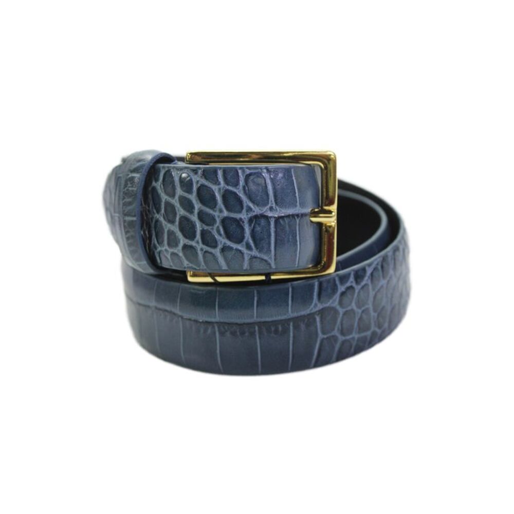 Anderson's Mens Genuine Leather Embossed Alligator Print Belt Blue Size 75